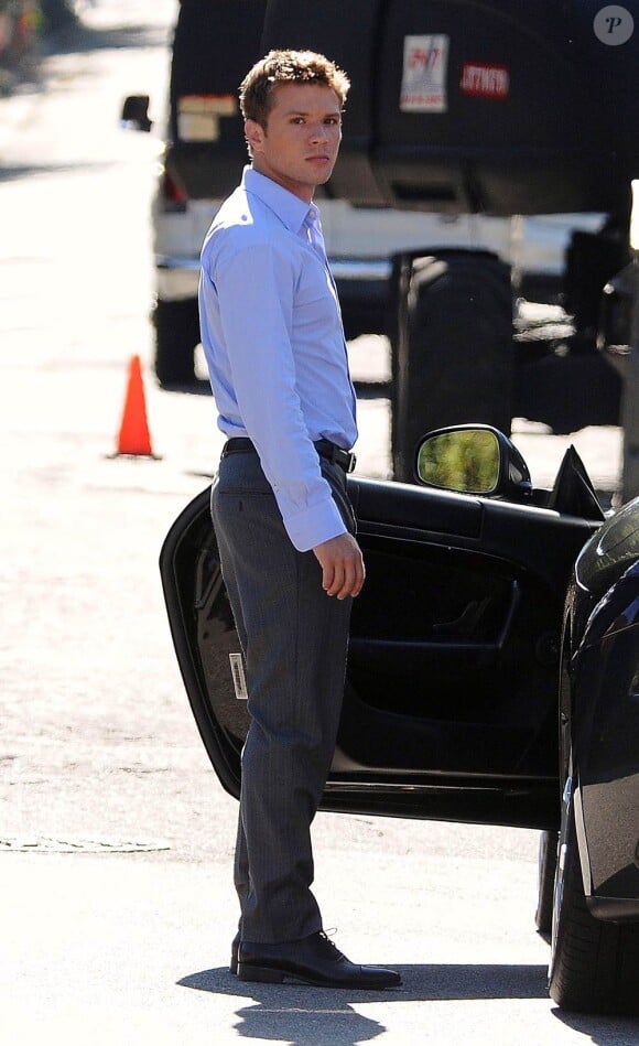 Matthew McConaughey et Ryan Phillippe sur le tournage de The Lincoln Lawyer à Los Angeles, le 13 août 2010