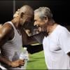 José Touré et Jean-Claude Darmon lors du match qui opposait les people aux ex-stars du foot