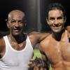 José Touré, Robert Pires, les fils d'Yves Rénier et le fils de José Touré lors du match qui opposait les people aux ex-stars du foot
