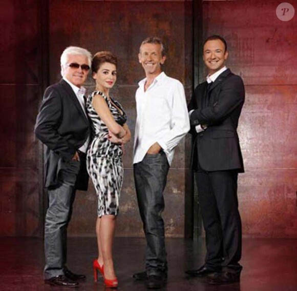 L'équipe de X Factor première édition française en 2009 : Marc Cerrone, Julie Zenatti, Alain Lanty et Alexandre Devoise.