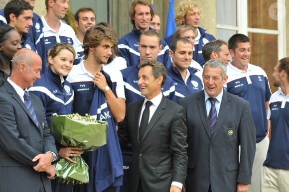 Camille Lacourt, Yannick Agnel et toute la valeureuse délégation tricolore de l'Euro de natation 2010 à Budapest étaient reçus jeudi 26 août à l'Elysée par le président Nicolas Sarkozy.