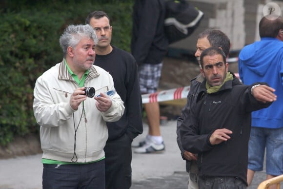 Pedro Almodovar sur le tournage de son film La Piel que Habito à Saint-Jacques-de-Compostelle les 23 et 24 août 2010