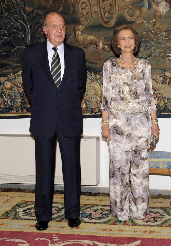 Sofia et Juan Carlos d'Espagne lors du "Summer dinner to farewell Balearic authorities" à Palma de Majorque, le 30 août 2010