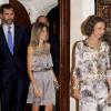 La famille royale d'Espagne lors du "Summer dinner to farewell Balearic authorities" à Palma de Majorque, le 30 août 2010