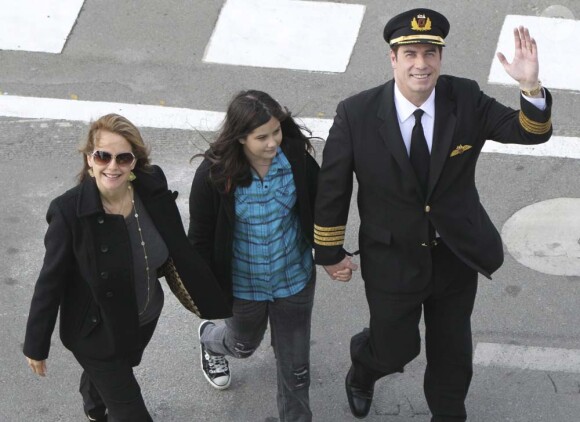 John Travolta, Kelly Preston et leur fille Ella, juin 2010