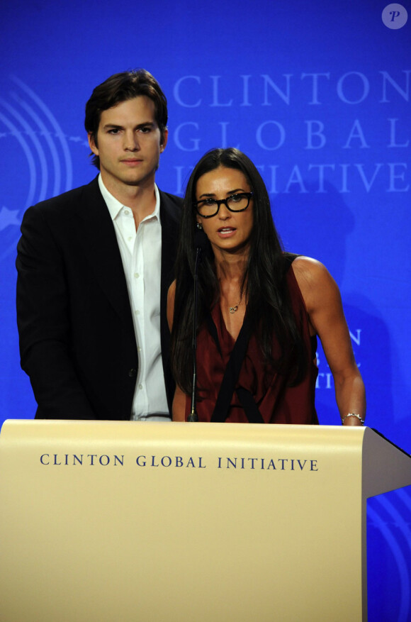 Demi Moore et Ashton Kutcher lors du meeting annuel du Clinton Global Intiative à New York le 23 septembre 2010
