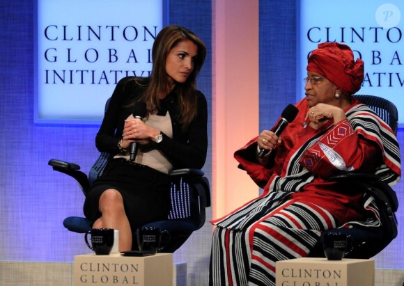 Rania de Jordanie et la présidente du Liberia à l'ouverture du Clinton Global Initiative, le 21 septembre