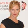 Uma Thurman resplendissante, lors de la cérémonie de clôture du Festival International du Film d'Abu Dhabi, aux Emirats Arabes Unis, le 22 octobre 2010.
