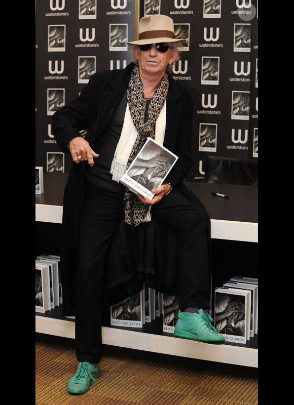 Keith Richards fait la promotion de son autoboigraphie LIFE à Londres en novembre 2010