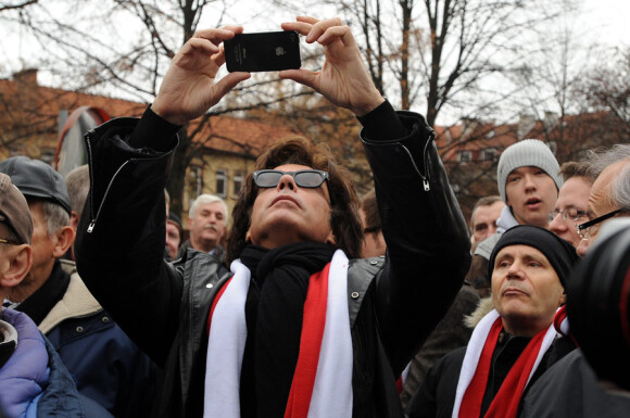 Jean-Michel Jarre lors du défilé du 11 novemre à Gdansk en Pologne pour fêter l'indépendance de la Pologne