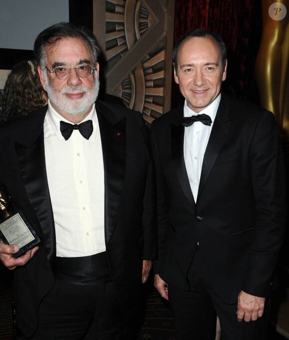 Francis Ford Coppola et Kevin Spacey, lors de la grande cérémonie des Governors Awards, qui s'est tenue à Los Angeles, le 13 novembre 2010.