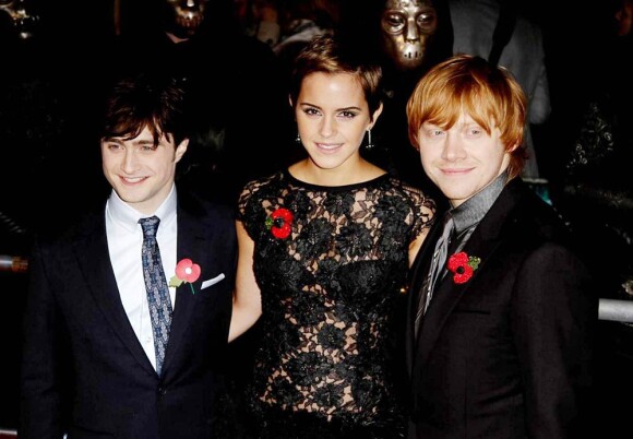 Daniel Radcliffe, Emma Watson et Rupert Grint lors de l'avant-première de Harry Potter et les reliques de la mort - partie 1, à New York, le 15 novembre 2010.