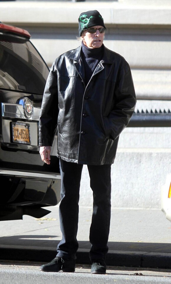 Michael Douglas cherche un taxi à Central Park, à New York, le 2 décembre 2010.