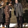 Jim Carrey et Carla Gugino lors du tournage de Mr Popper's Pinguins à New York le 2 décembre 2010