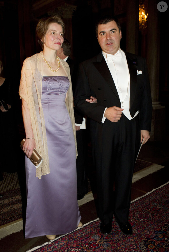 Le prix Nobel de physique Konstantin Novoselov et sa femme lors du dîner du prix Nobel de la paix à Oslo le 11 décembre 2010