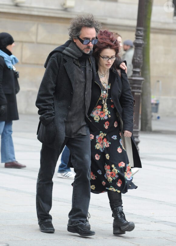 Tim Burton et Helena Bonham Carter en mars 2010 à Paris