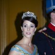 En l'absence de la princesse Mary, sur le point d'accoucher de jumeaux, c'est Marie de Danemark qui a focalisé l'attention, dans sa robe bleu-gris, à son arrivée pour le dîner de gala du Nouvel An au palais Christian VII, à Stockholm, le 1/01/11.