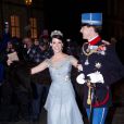 Arrivée de la famille royale au dîner de gala du Nouvel An, le 1er janvier 2011 à Amalienborg, Stockholm.