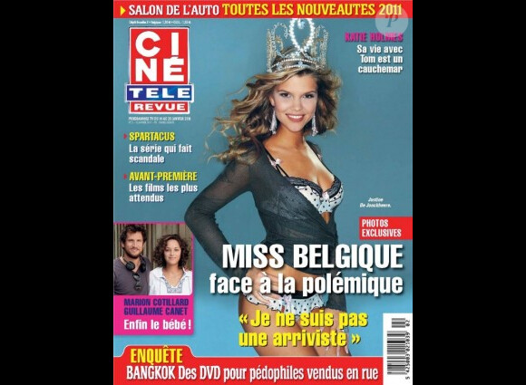 Miss Belgique 2011, Justine de Jonckheere, en couverture de Ciné Télé Revue