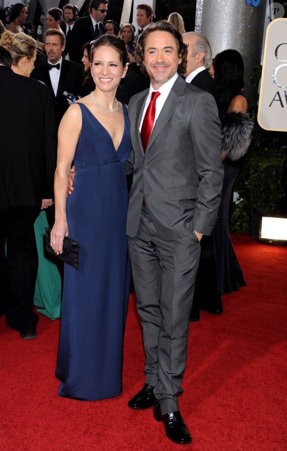 Robert Downey Jr. et sa femme Susan Levin à l'occasion de la 68e cérémonie des Golden Globes, qui s'est tenue au Beverly Hilton Hotel de Los Angeles, le 16 janvier 2011.