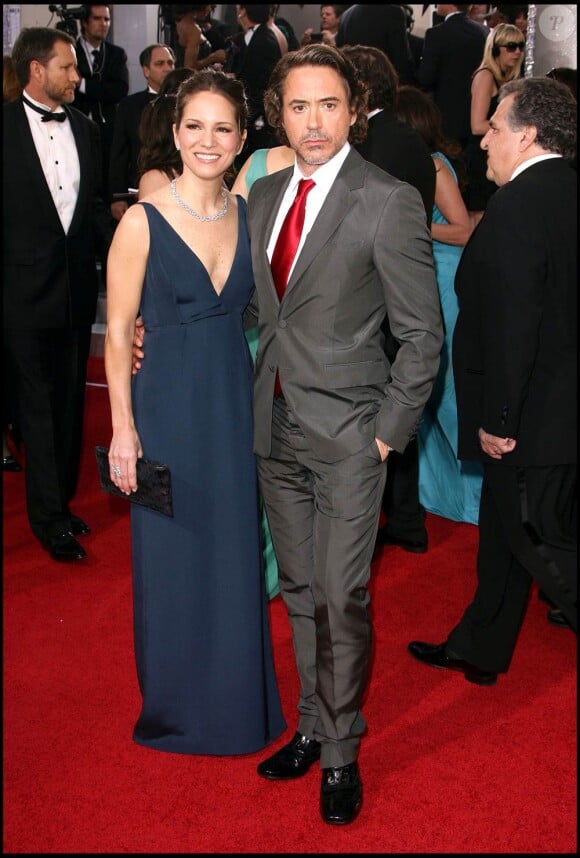 Robert Downey Jr. et Susan Levin à l'occasion de la 68e cérémonie des Golden Globes, qui s'est tenue au Beverly Hilton Hotel de Los Angeles, le 16 janvier 2011.