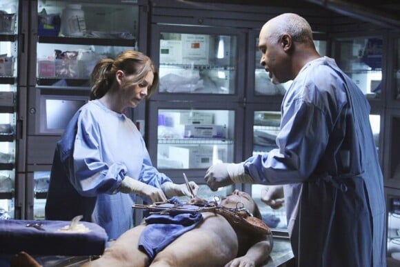 Ci-dessus, Meredith Grey et Richard Webber (Ellen Pompeo et James Pickens Jr.) en pleine autopsie. La série n'oublie pas de plonger le spectateur au coeur des opérations chirurgicales pour plus de réalisme.