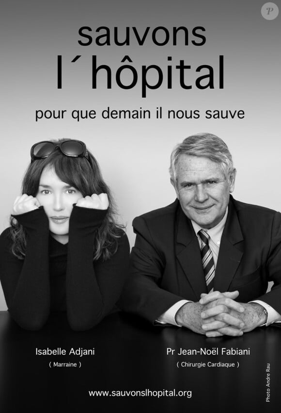 Isabelle Adjani et le Professeur Jean-Nöel Fabiani se mobilisent pour l'association Sauvons l'Hôpital 