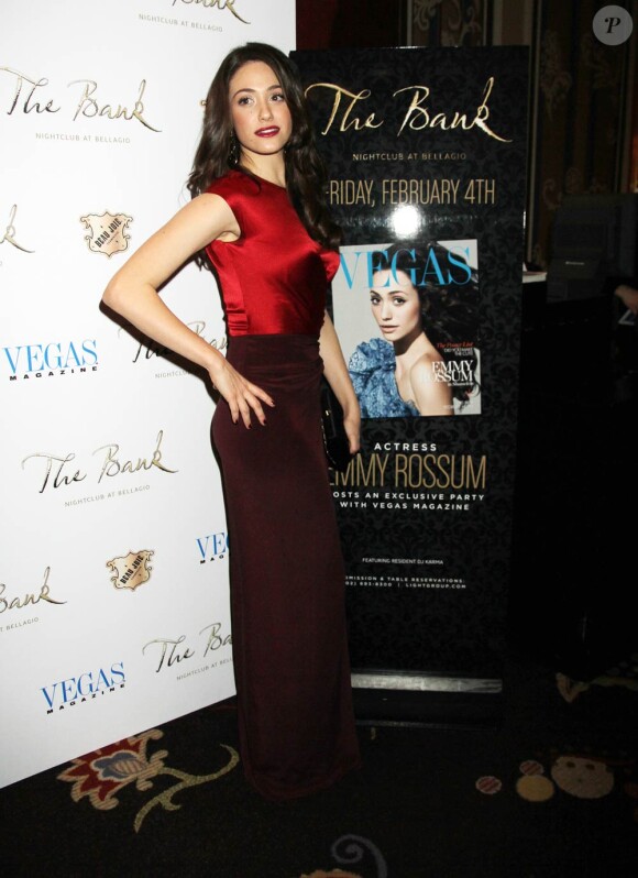 La très ravissante Emmy Rossum, à l'occasion de la présentation du nouveau magazine Vegas dont elle fait la couverture, au Bellagio de Las Vegas, le 4 février 2011.