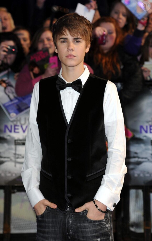 Justin Bieber à l'avant-première de Never say never, à Londres le 16 février 2011