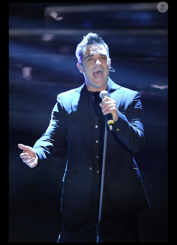 Robbie Williams et les Take That lors du 61e Festival de San Remo en Italie qui s'est déroulé entre les 15 et 19 février 2011
