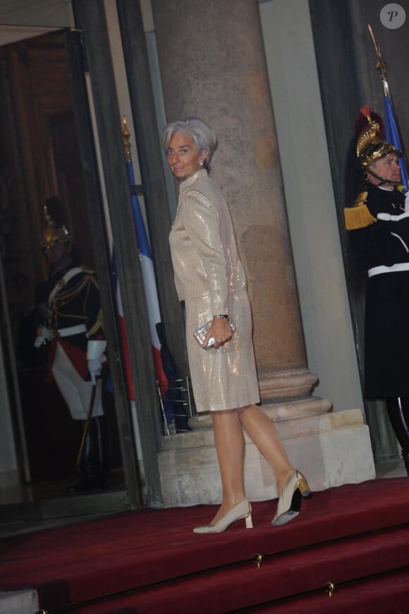 Christine Lagarde lors du dîner avec l'invité d'honneur le président d'Afrique du sud, à l'Elysée le 2 mars 2011 à Paris
 
