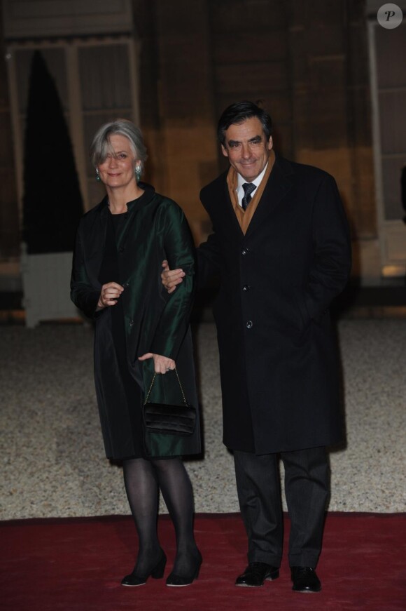 François Fillon et son épouse Penelope lors du dîner avec l'invité d'honneur le président d'Afrique du sud, à l'Elysée le 2 mars 2011 à Paris
 