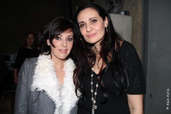 Tina Arena et Olivia Cattan dans les coulisses de l'émission Chabada spéciale journée de la femme diffusée le 7 mars 2011 sur France 3