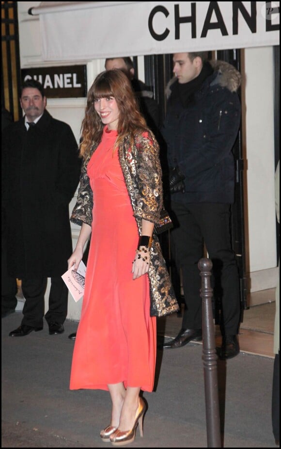 Lou Doillon à l'occasion du dîner organisé par la Maison Chanel en l'honneur de sa nouvelle égérie Blake Lively, lors de la Fashion Week, à Paris, le 5 mars 2011.