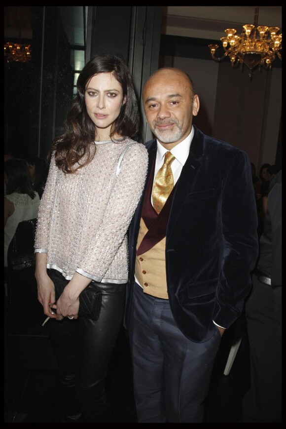 Anna Mouglalis et Christian Louboutin lors de la soirée privée Chanel organisée en l'honneur de Blake Lively rue Cambon le samedi 5 mars 2011