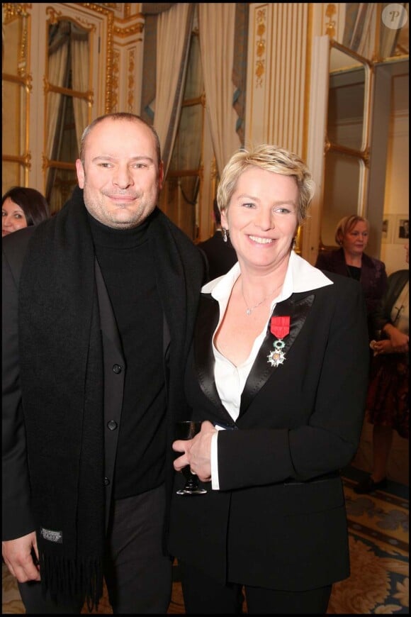 Elise Lucet et son époux Martin Bourgeois, Paris, le 12 février 2008