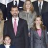 Letizia d'Espagne et son époux le prince héritier Felipe lors d'une  audience officielle dans le palais royal de Zarzuela à Madrid le 15 mars  2011