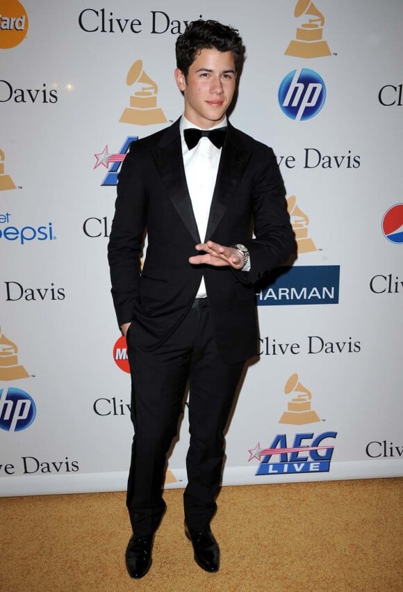 Nick Jonas, soirée Pre-Grammy Awards, à Los Angeles, le 12 février 2011