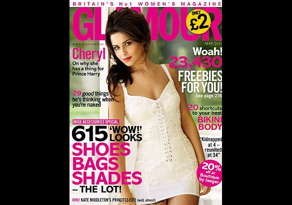 Cheryl Cole en couverture du magazine anglais Glamour d'avril 2011.