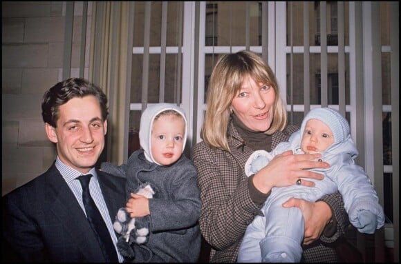 Nicolas Sarkozy sa première épouse Maris Dominique et leurs enfants Pierre et Jean