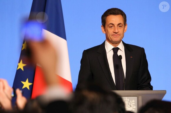 Nicolas Sarkozy à l'Elysée, lors de ses voeux 2011, le 4 janvier 2011.