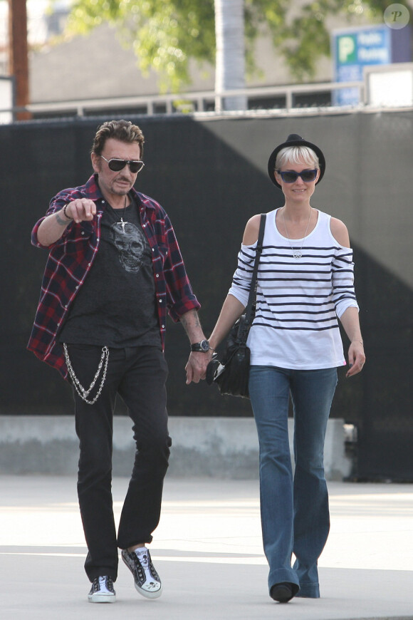 Johnny et Laeticia Hallyday à Los Angeles le 5 avril 2011