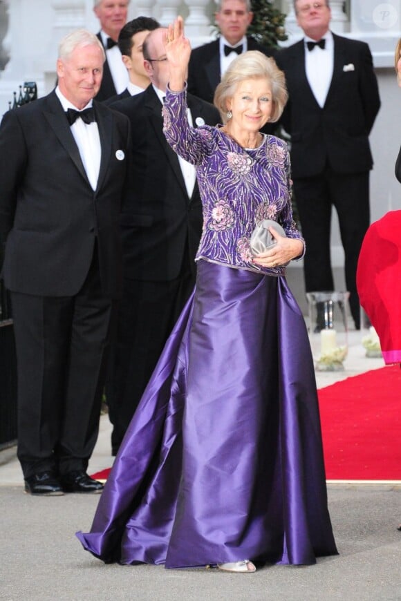 Lady Ogilvy lors du dîner de gala organisé par la Reine Elizabeth II la veille du mariage de Kate Middleton et du prince William à l'Hôtel Mandarin Oriental Hotel à Londres le 28 avril 2011
