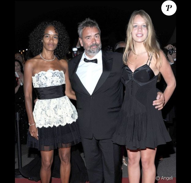 Virginie Silla, Luc Besson et sa fille qu'il a eue avec Maïwenn, Shanna, lors de la soirée post-palmarès du festival de Cannes le 22 mai 2011