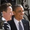 Barack Obama et David Cameron devant le 10 Downing Street avant leur grande réunion politique, à Londres, le 25 mai 2011.