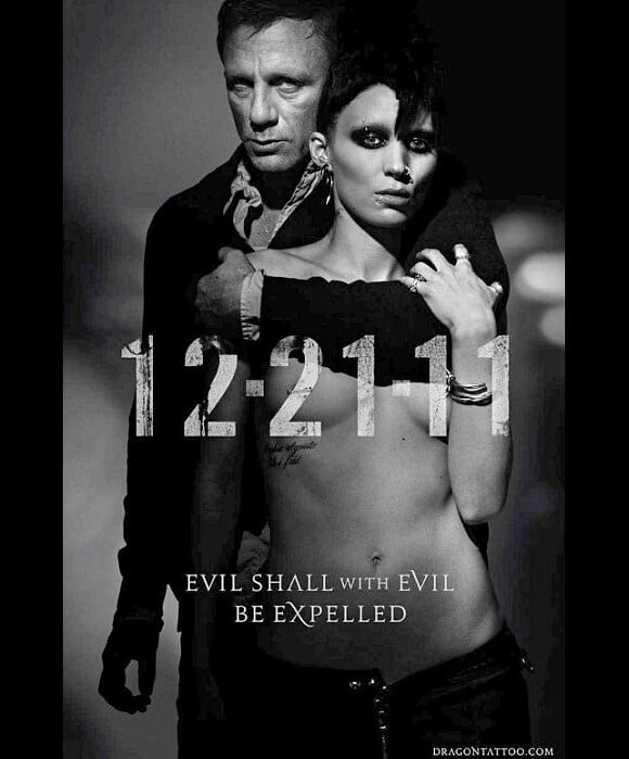 L'affiche du film Millenium - The Girl With a Dragon Tattoo avec Daniel Craig et Rooney Mara