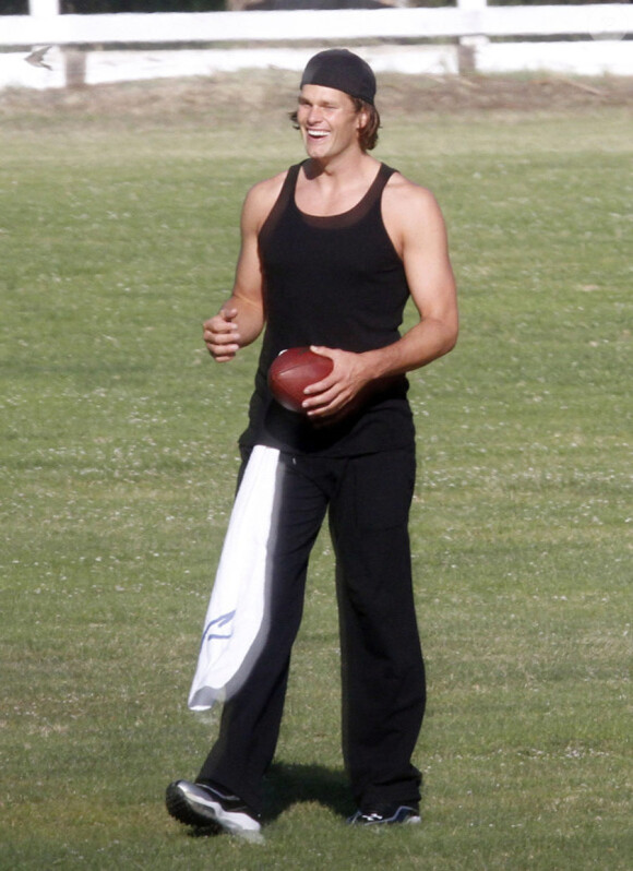 Tom Brady, le quaterback des Patriots, s'entraîne avant la reprise du championnat de la NFL, le 31 mai à Los Angeles