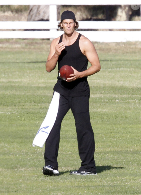 Tom Brady, le quaterback des Patriots, s'entraîne avant la reprise du championnat de la NFL, le 31 mai à Los Angeles