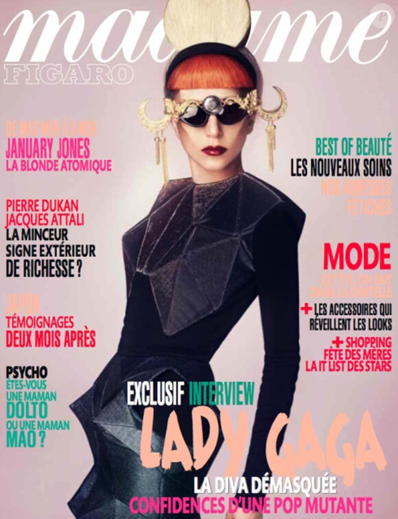 Lady Gaga au naturel pour Madame Figaro, mai 2011.