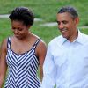 Michelle et Barack Obama dans les jardins de la Maison Blanche le 15 juin 2011 pour un pique-nique du Congrés.